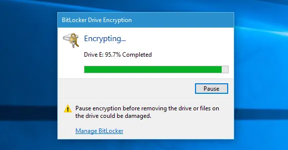 start to encrypt USB drive