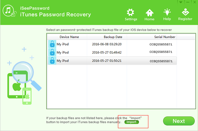 iSeePassword - iTunes Password Recovery V2.1.3.0 screenshot