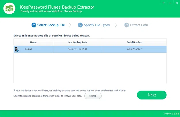 Import iTunes backup files