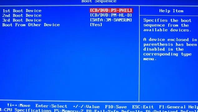 booting from a CD or DVD 