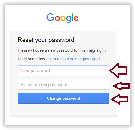 reset password on gmail