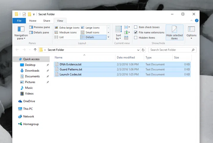 Hide any Folder or File in Windows 10 