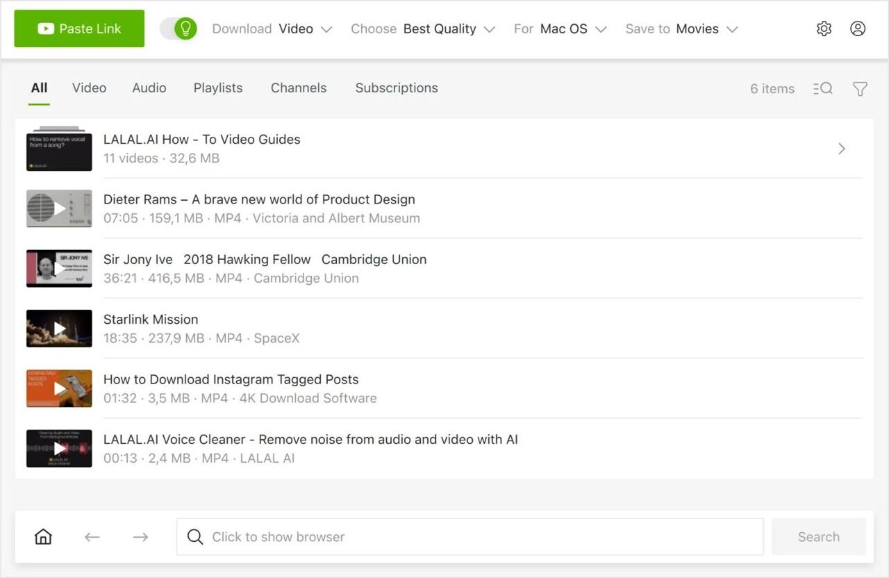 4K Video Downloader interface