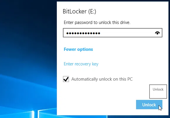 type your password to unlock USB drive