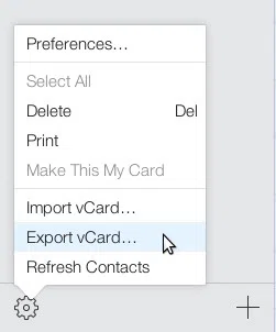 export vcard