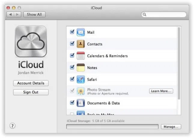 iCloud app on mac