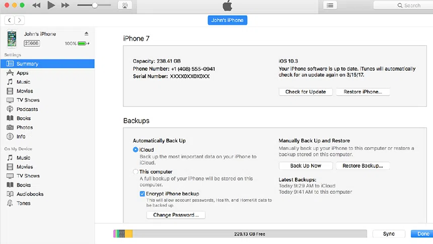 iTunes backup