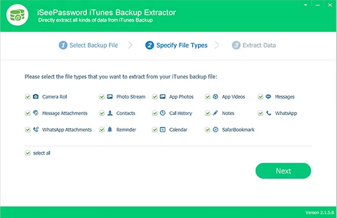 Select a type of data