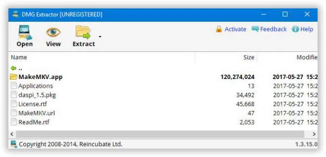 open dmg file with DMG Extractor