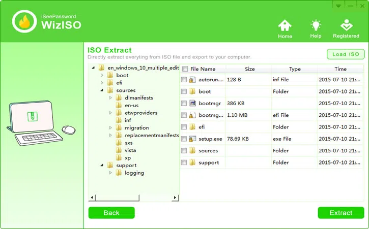 load ISO file to ISO Extractor tool