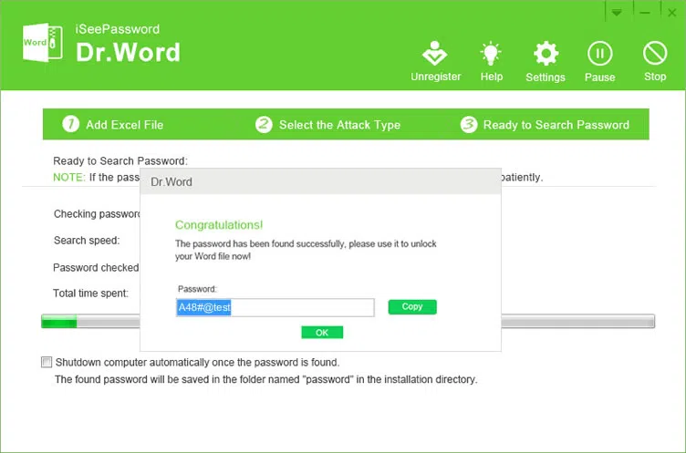 Start to recover lost word  password