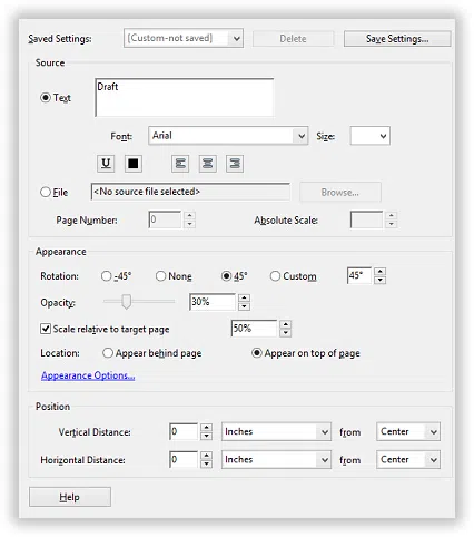 Watermark Settings