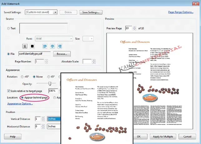 Enable Watermark in Printed File with Acrobat