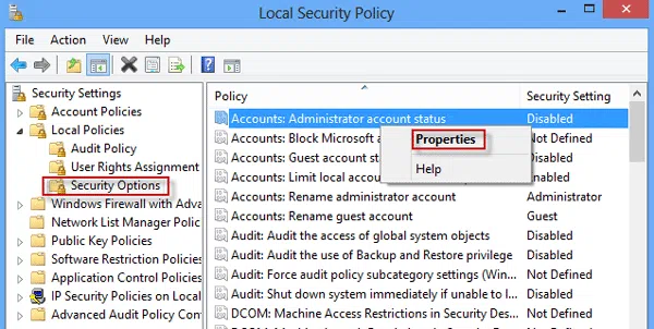 Enter local security policy