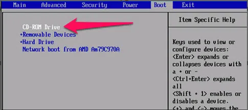 Select CD-ROM Drive and Save.