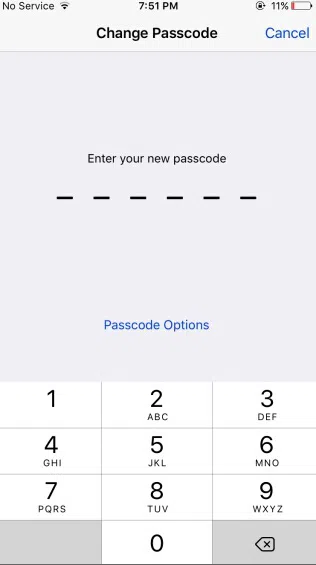 see the Passcode option.