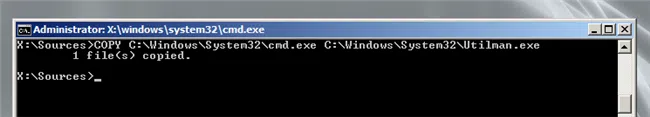 copy cmd.exe and rename it Utilman.exe: