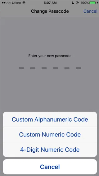Passcode Options 
