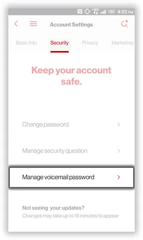 Manage Voicemail Password