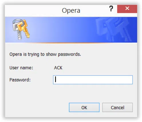 show opera password
