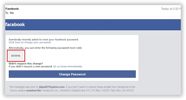 find facebook password
