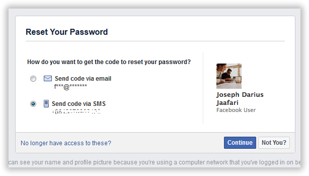 reset facebook password