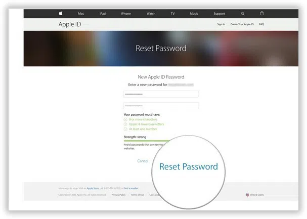 reset iCloud password