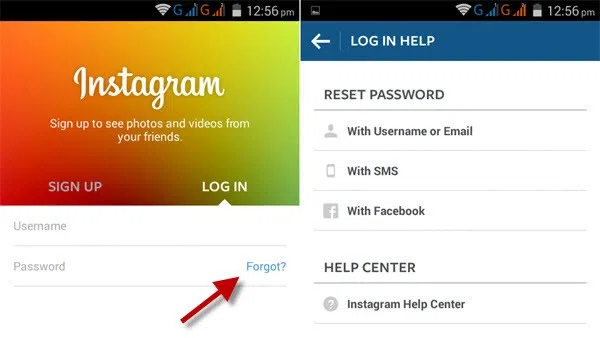 forgot instagram password