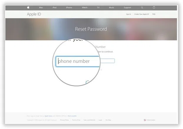 reset iCloud password