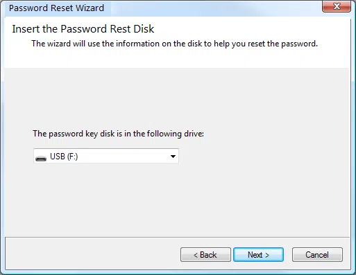 Insert your passwrod reset disk