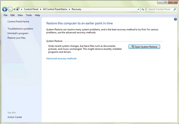 Open System Restore