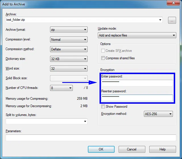 Encrypt Folder or File using 7Zip