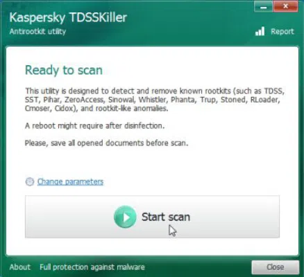 start to scan malwares