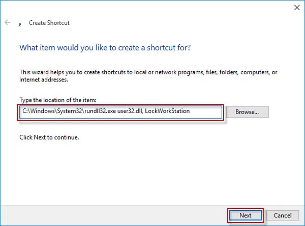 create a shortcut for Windows