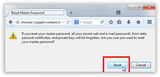 reset firefox password