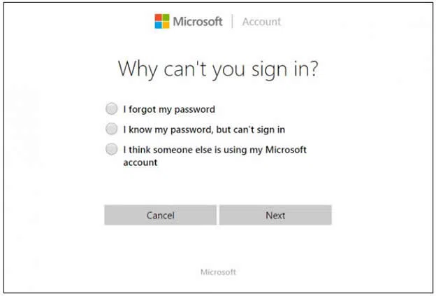 Reset Microsoft Account Password