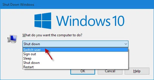 switch users on Windows 10