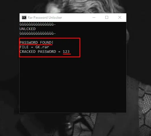 rar password found